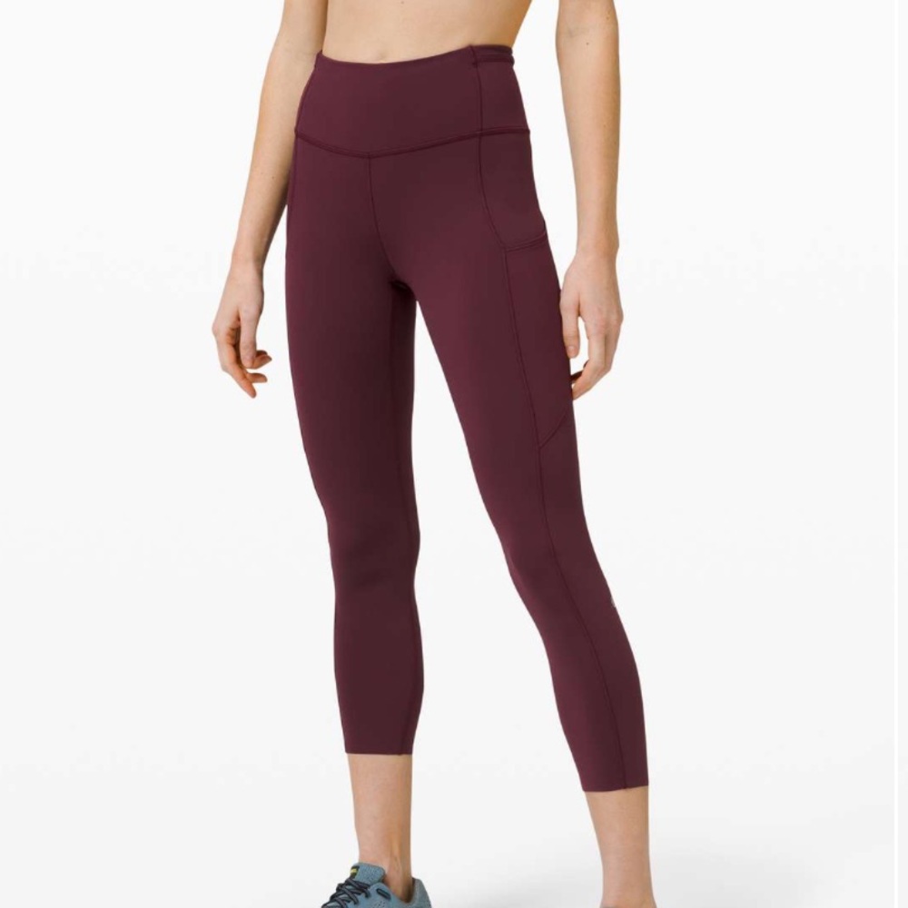 Lululemon Always Airy High-Rise Run Cropped Tight in Maroon